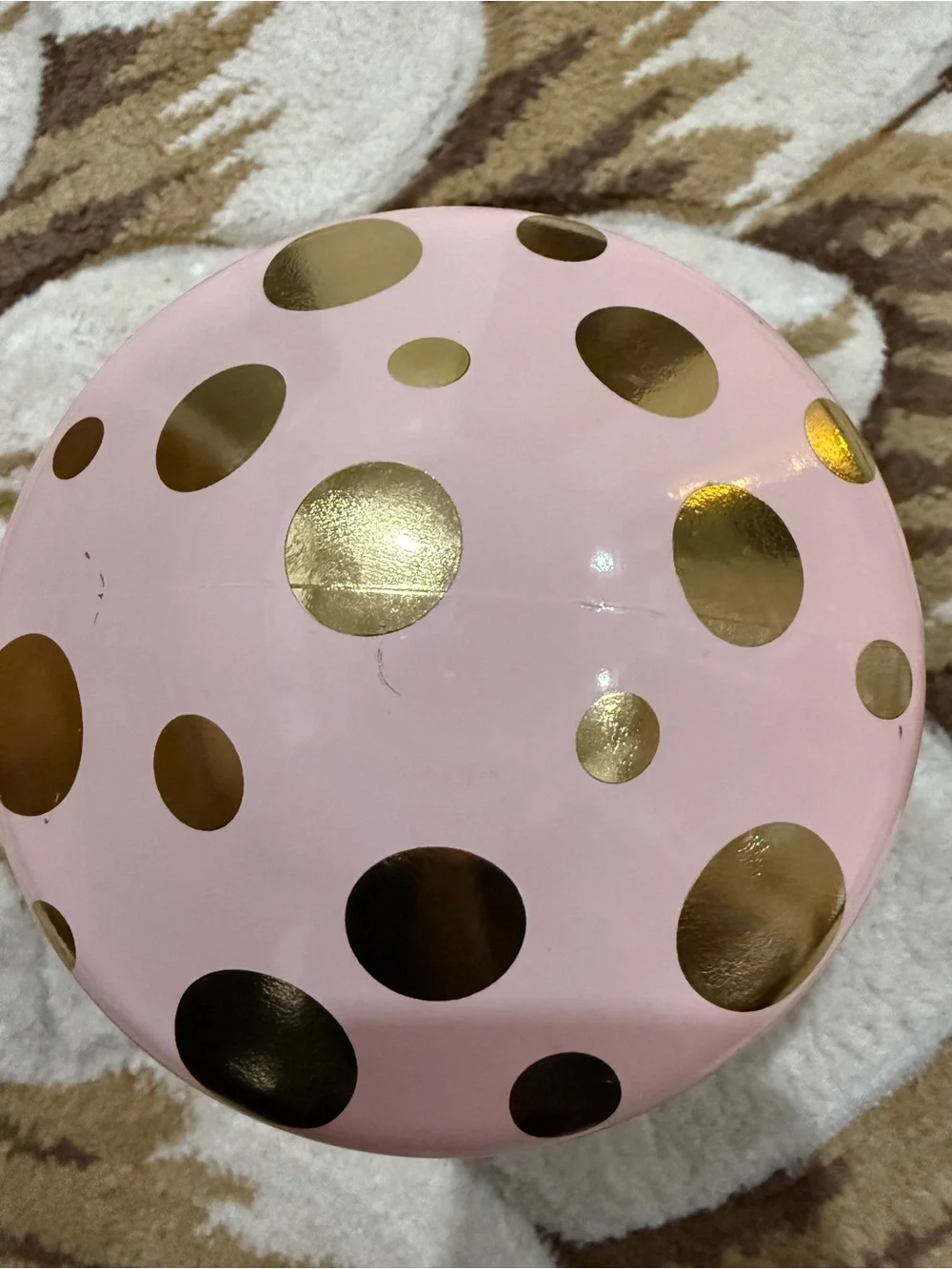 Target Bullseye's Playground Glass Mushroom Jar in pink metallic gold polka dot